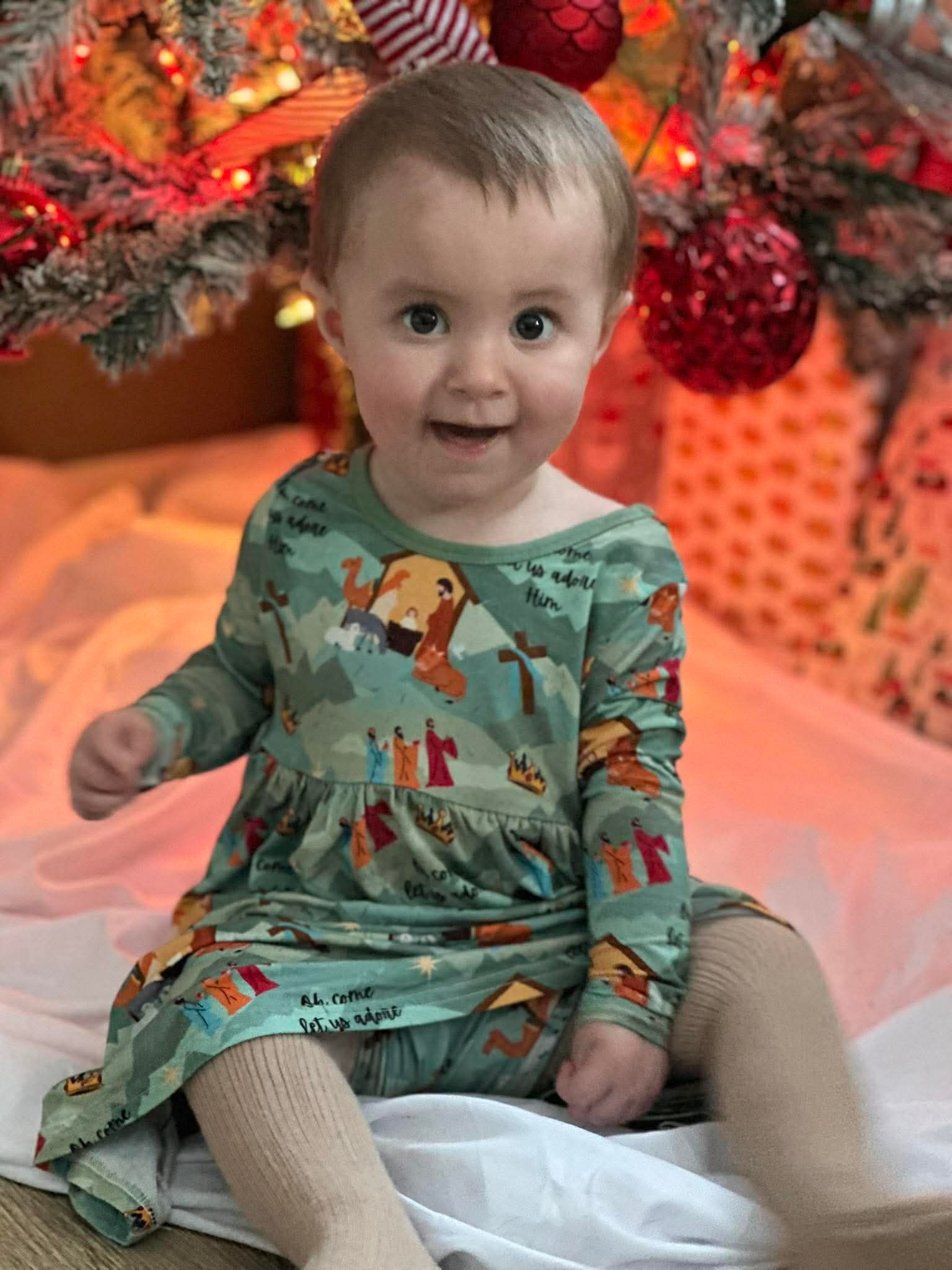 Nativity Noel Long Sleeve Dress with Shorts
