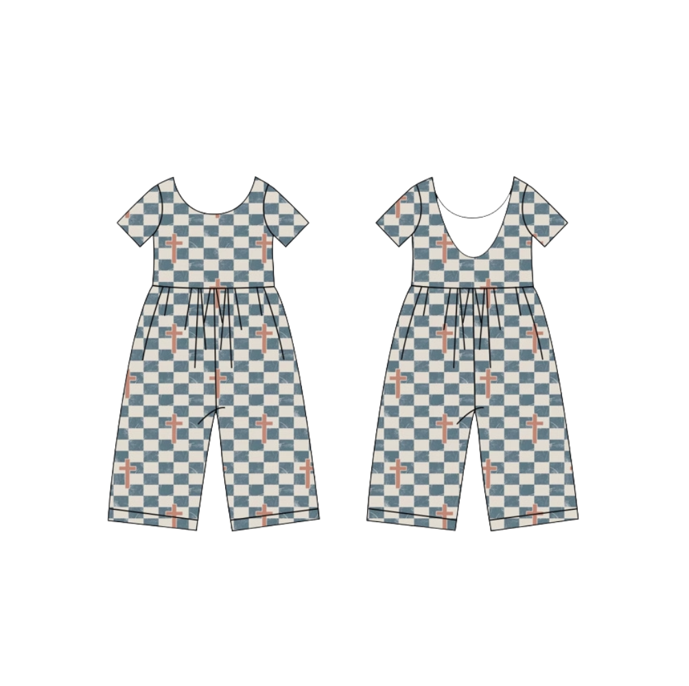 Cross Check Short Sleeve Jumpsuit